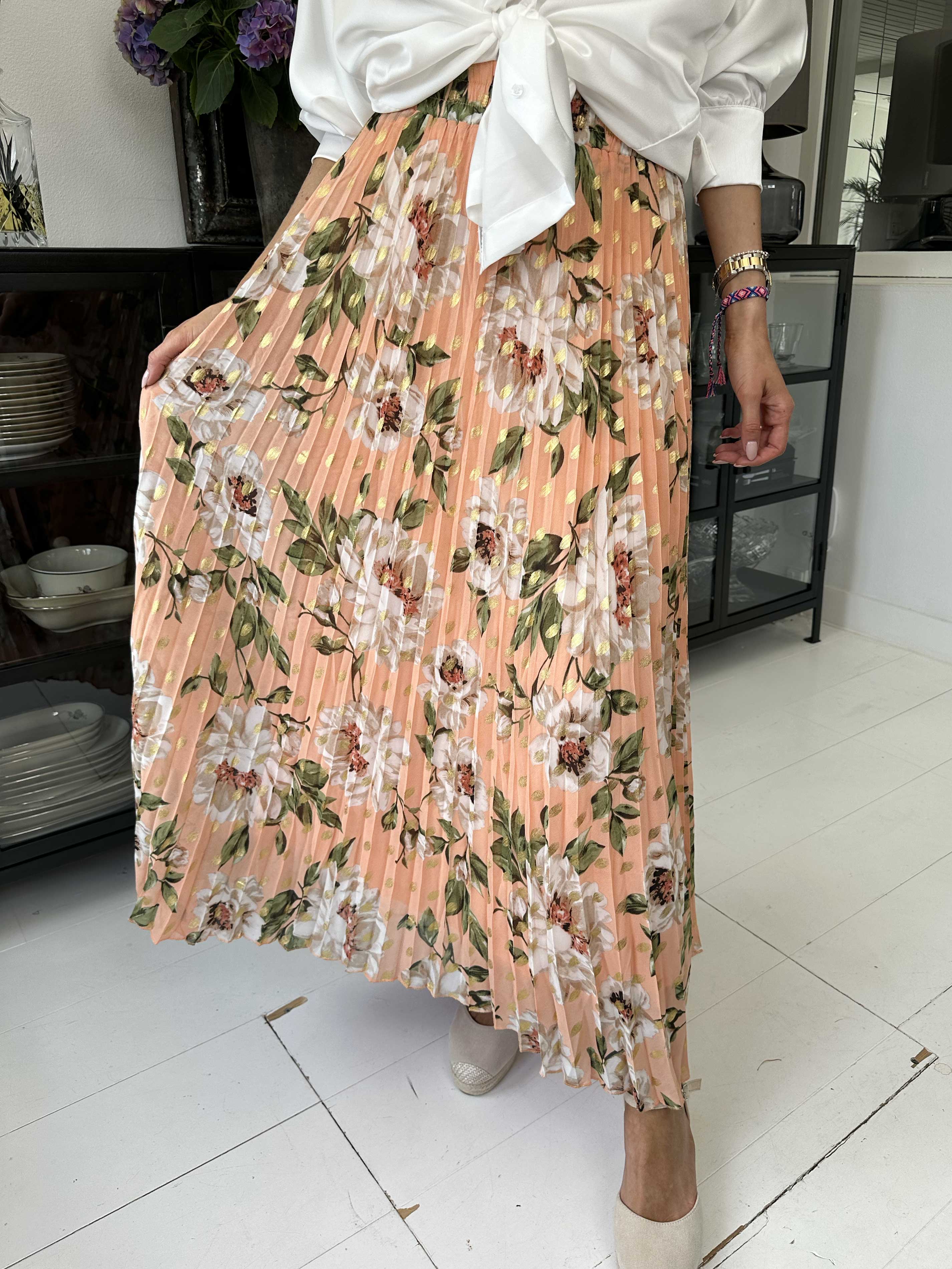Josefine - Sød plisseret nederdel med blomsterprint
